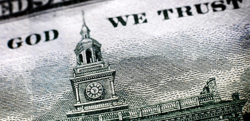 American Money In God We Trust closeup of American Cash
