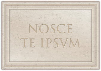 Marble plaque with ancient Latin proverb 