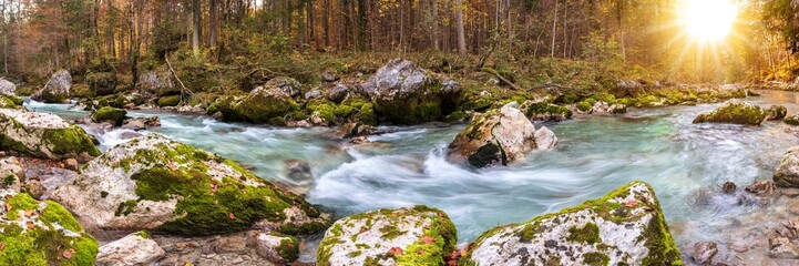  wild river with clear water in beautiful canyon