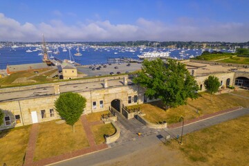 Aerial view of Fort Adams State Park. Newport, Rhode Island, United States.