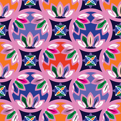 Beautiful japanese seamless pattern with clouds, waves, Daruma,  plum, fan, sakura flower Vector template kimono asian texture. For printing on packaging, textiles, paper,fabric, manufacturing, wallpa