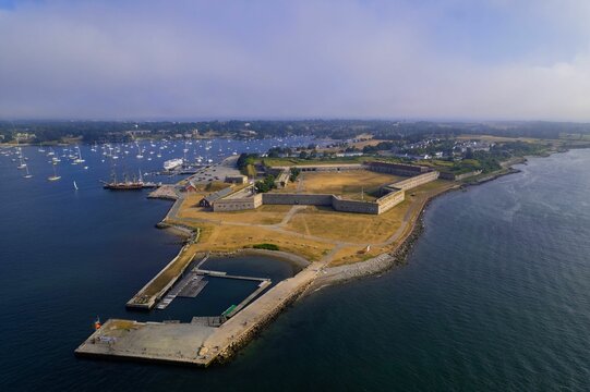 Aerial View Of Fort Adams State Park. Newport, Rhode Island, United States.