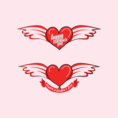 Valentines day heart with wing vector art