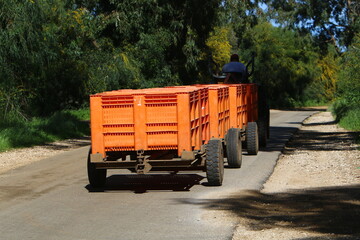 Trolley trailer for transportation of goods.