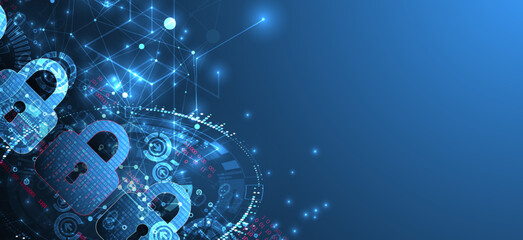 Data security Illustrates cyber data or information privacy idea. Color abstract  internet technology.