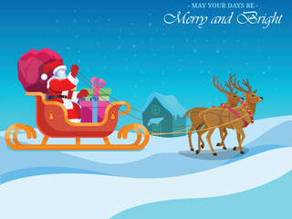 Happy santa claus riding in a sleigh