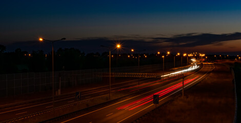 lights of cars with night. long exposure