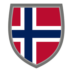 Shield with the colors of Norway flag, icon Norwegian shield cut out