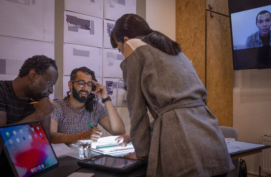 Architects planning, meeting in conference room meeting