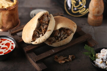 Delicious shawarma with a distinctive designable floor and text space