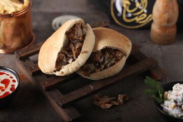 Delicious shawarma with a distinctive designable floor and text space