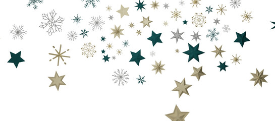 Snowflakes and bokeh lights on the blue Merry Christmas background. 3D render