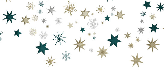 Snowflakes and bokeh lights on the blue Merry Christmas background. 3D render