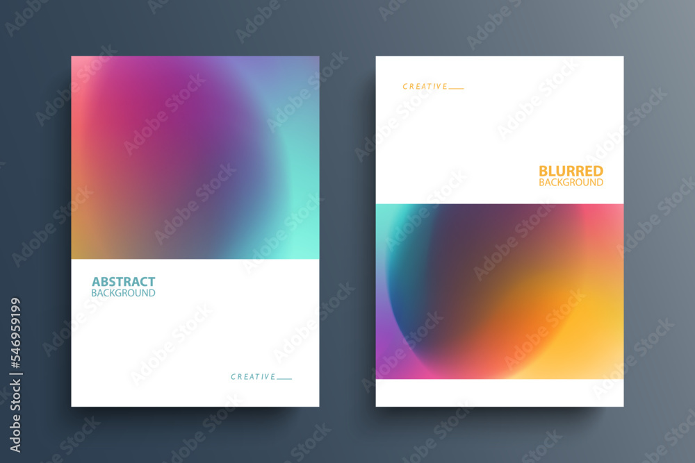 Leinwandbilder Set of abstract multicolored backgrounds with blurred color gradients. Bright color templates for brochures, posters and covers. Vector illustration.