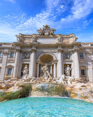 Fototapeta na wymiar The ‘Fontana di Trevi’(Trevi Fountain) is perhaps the most famous fountain in the world in Rome, Italy. 