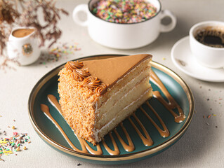 Delicious granular cake with its distinctive and beautiful layers
