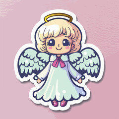 Christmas angel cartoon sticker, xmas wings angel stickers collection. New-year collection