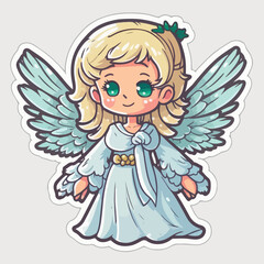 Christmas angel cartoon sticker, xmas wings angel stickers decoration. New-year holidays