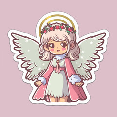 Christmas angel sticker, xmas wings angel stickers cute. Winter collection