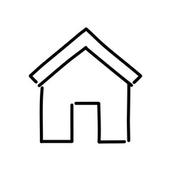 Home doodle icon. Hand drawn black sketch. Vector Illustration.