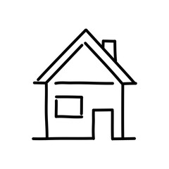 House doodle icon. Hand drawn black sketch. Vector Illustration.