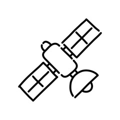 Satellite doodle icon. Hand drawn black sketch. Vector Illustration.