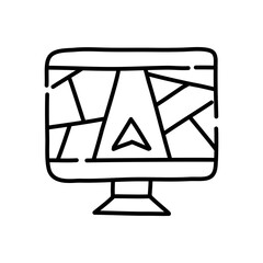 Navigation doodle icon. Hand drawn black sketch. Vector Illustration.