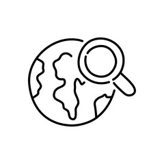 Search globe doodle icon. Hand drawn black sketch. Vector Illustration.