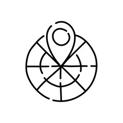 Geolocation doodle icon. Hand drawn black sketch. Vector Illustration.