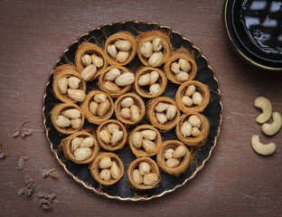 Assorted sweets with a beautiful geometric appearance, with a sophisticated background