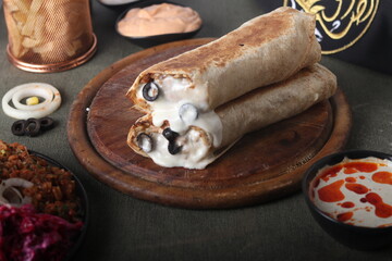 Delicious shawarma with a distinctive designable floor and text space