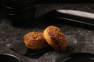 Delicious donut on a consistent ground and a distinctive product