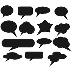 Set of comic speech bubbles Black transparent background. Speech bubble. Balloon speech. Hand drawn design. design collection Chat icons for stickers