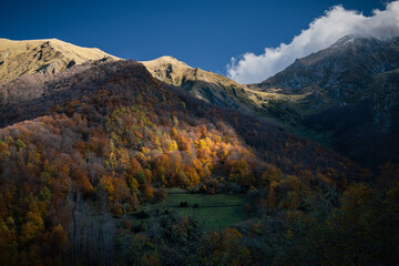 Fototapeta na wymiar Autumn landscape in the Pyrenees mountains