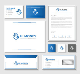 Hi money Insurance logo design idea with brand identity