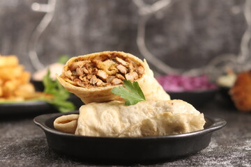 Delicious shawarma with a distinctive designable floor and text space