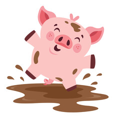 Cartoon Illustration Of A Pig