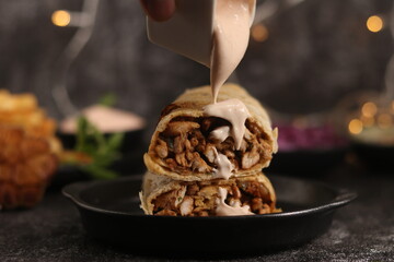 Delicious shawarma with a distinctive designable floor and text space