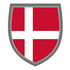 Obraz premium Shield with the colors of Denmark flag, icon Danish shield cut out