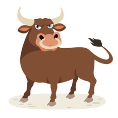 Cartoon Illustration Of A Bull