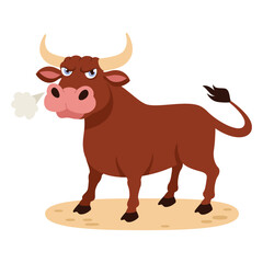 Cartoon Illustration Of A Bull