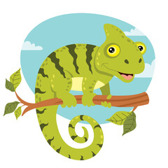 Cartoon Illustration Of A Chameleon