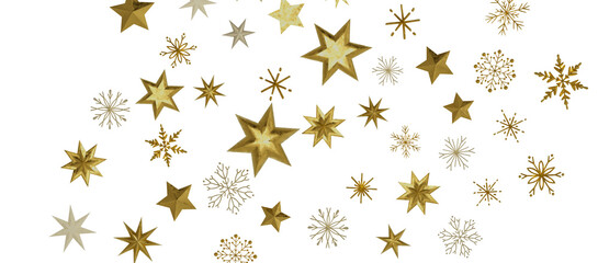 A gray whirlwind of golden snowflakes and stars. New