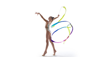 Obraz na płótnie Canvas Rhythmic gymnast isolated on white