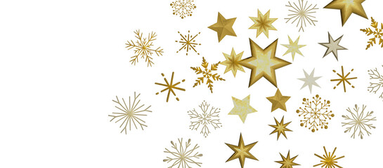 A gray whirlwind of golden snowflakes and stars. New