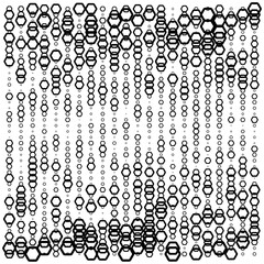 Hexagons, halftone gradient random pattern background. Vector illustration.