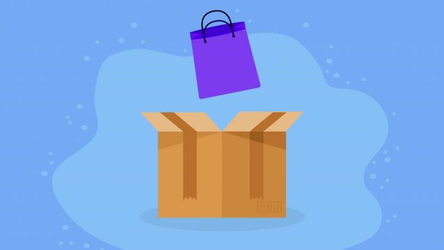 shopping bag in box animation