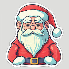 Christmas Santa cartoon sticker, xmas angry Santa stickers pack. New-year holidays