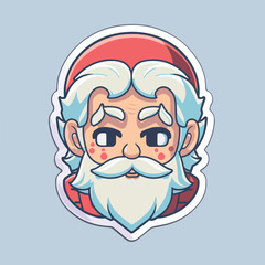 Sticker template with christmas santa,  xmas Santa stickers pack. Winter holidays
