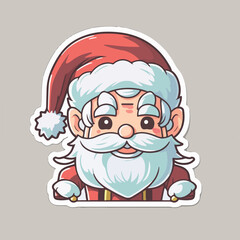 Sticker template with christmas santa,  xmas surprised Santa stickers collection.